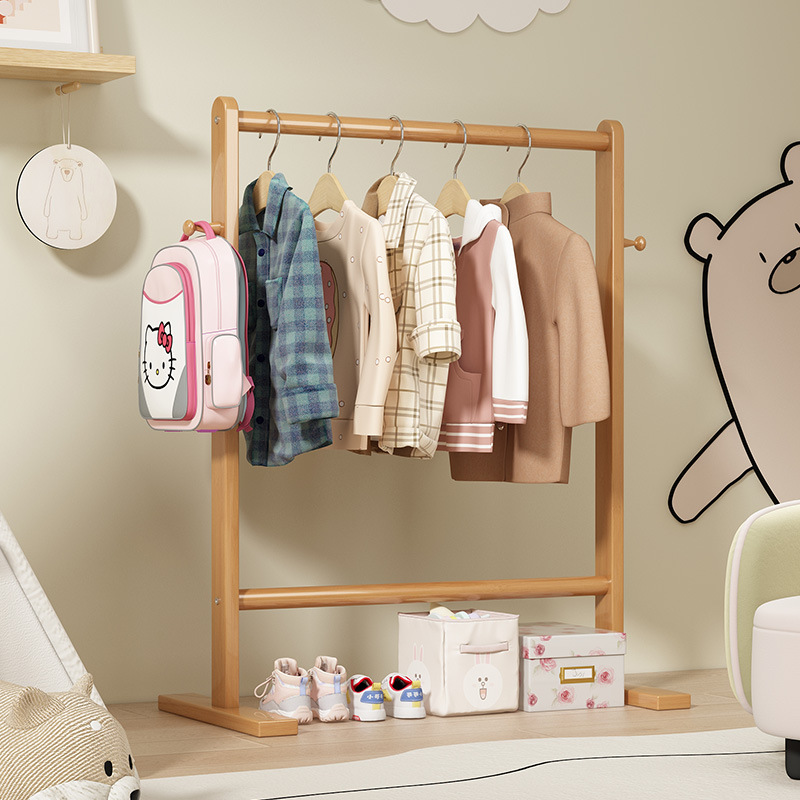 Baby Clothing Rack - Small Bamboo Hat Rack, Floor Hanging
