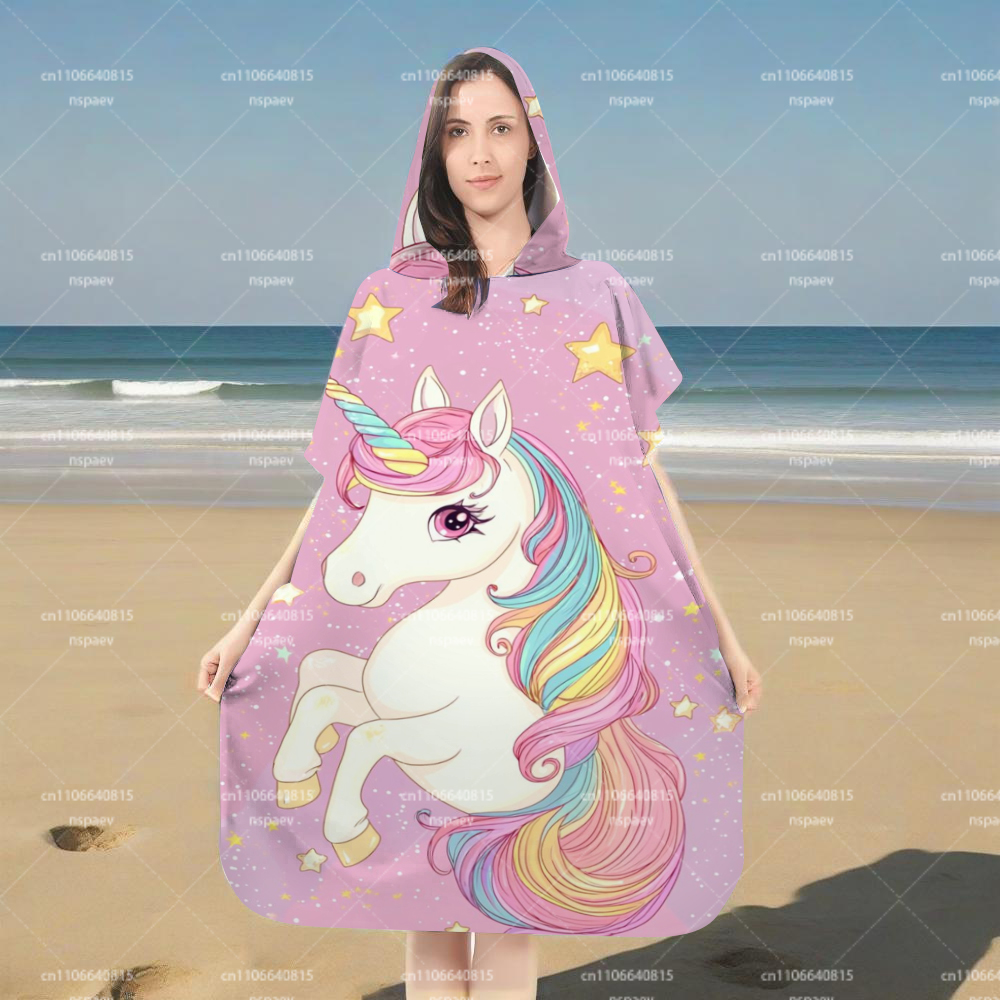 Cute Pink Unicorn Star Hooded  - огляд і ціна Hooded Bath Towel